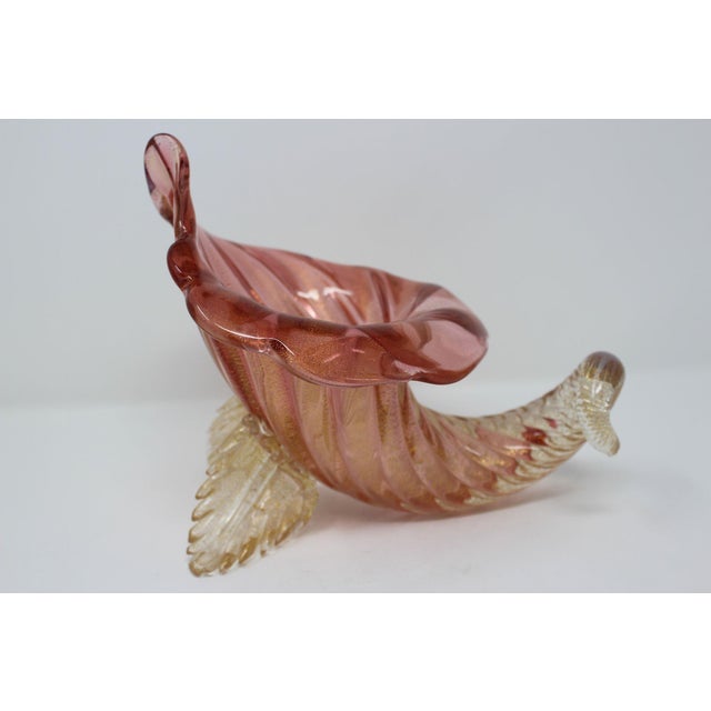 Traditional Vintage Murano Attributed Glass Cornucopia For Sale - Image 3 of 6
