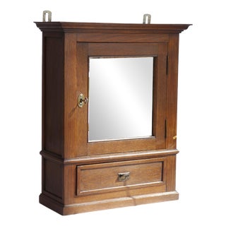 Vintage Art Deco Wooden Cabinet with Mirror, 1920s For Sale