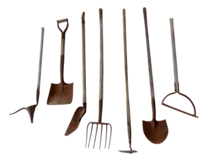 Antique Primitive Garden Tool Collection - 7 Piece