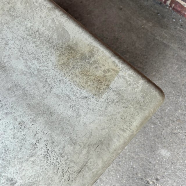 Faux Marble and Brushed Stainless Small Credenza Server Cabinet Post Modern 1980’s Karl Springer Style For Sale - Image 9 of 12