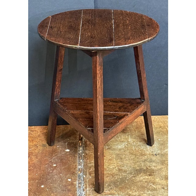 Wood English Cricket Table of Patinated Oak From the Georgian Era For Sale - Image 7 of 9