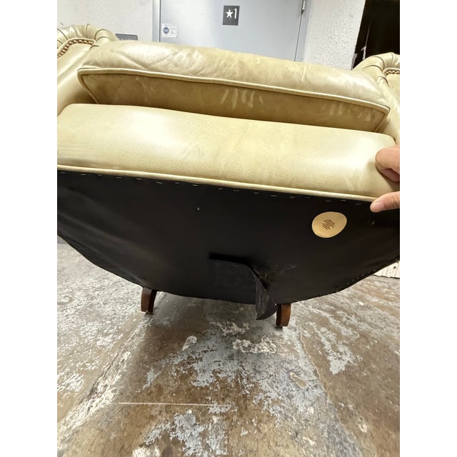 Benchmade Tipped Ivory Leather Arm Chair For Sale - Image 9 of 12