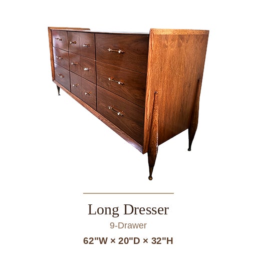 Mid-Century Modern Kent-Coffey "The Auburn" Complete Mid-Century Modern Walnut Bedroom Suite | One-Family Owner Since New For Sale - Image 3 of 16