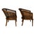 Brown Pair Vintage Faux Bamboo Cane Barrel Chairs Hollywood Regency For Sale - Image 8 of 18
