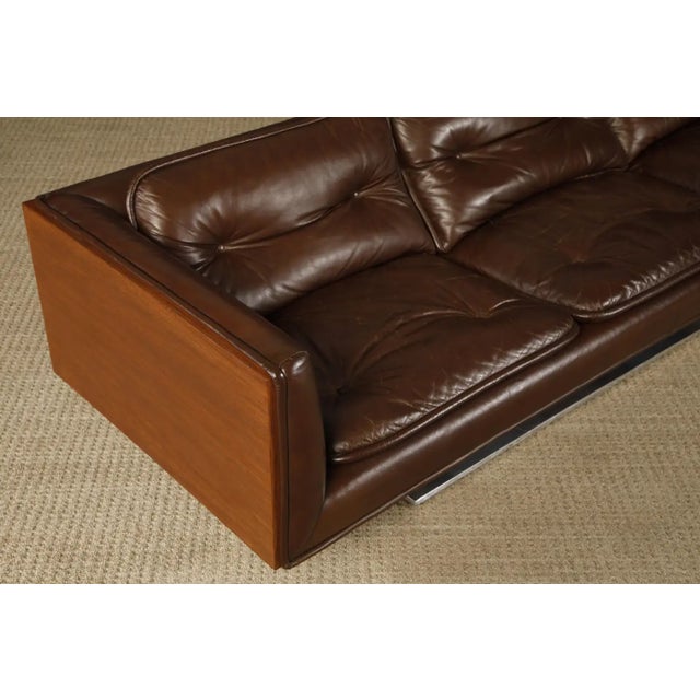 Warren Platner Walnut and Leather Floating Case Sofa for Lehigh Leopold, C. 1970 For Sale - Image 12 of 17