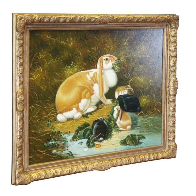 Contemporary Chelsea House Lop Eared Doe Rabbit Oil Painting After John Frederick Herring Sr For Sale - Image 3 of 12