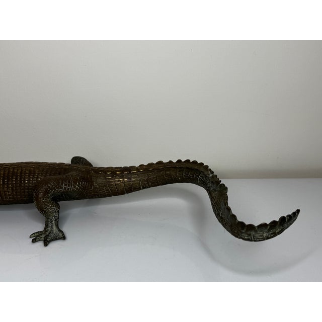 Metal French Early 20th Century Bronze Crocodile Fountain Head Garden Outdoor Sculpture After Antoine-Louis Barye For Sale - Image 7 of 18