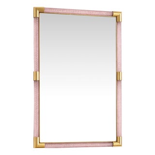 Modern Pink and Gold Mirror with Torchon Murano Glass Work by Simoeng for Simoeng For Sale
