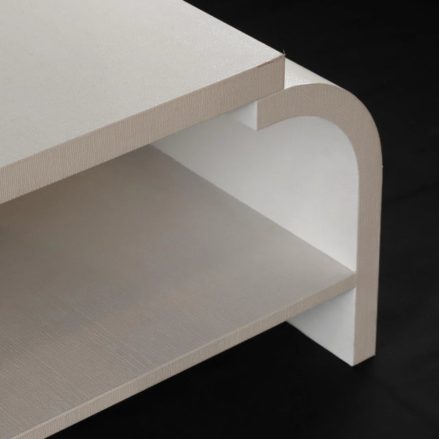 Vintage Raffia Covered White Cocktail Table For Sale - Image 11 of 13