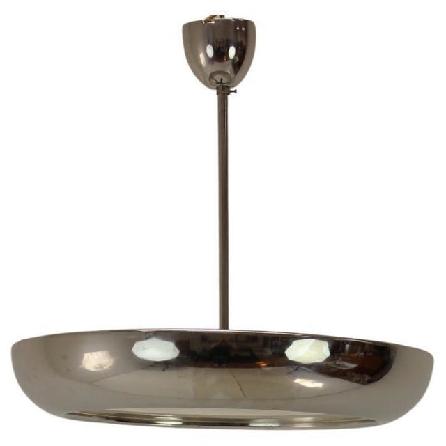 Bauhaus / Functionalist Chrome UFO Pendant Light attributed to Napako, 1930s For Sale - Image 10 of 10