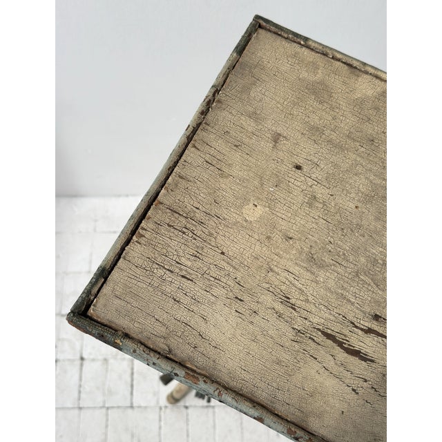 Antique Folk Art Cream + Green Painted Adirondack Tripod Side Table, Circa 1920s-30s For Sale - Image 9 of 18