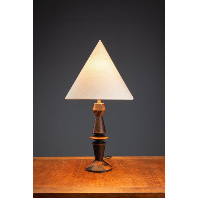 White Amsterdam School Table Lamp by H. Steinplatz, 1920s For Sale - Image 8 of 12