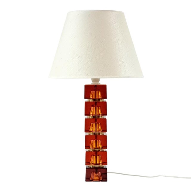 Large Mid-Century Scandinavian Art Glass & Brass Table Lamp by Carl Fagerlund for Orrefors, Sweden, 1960s For Sale - Image 12 of 12