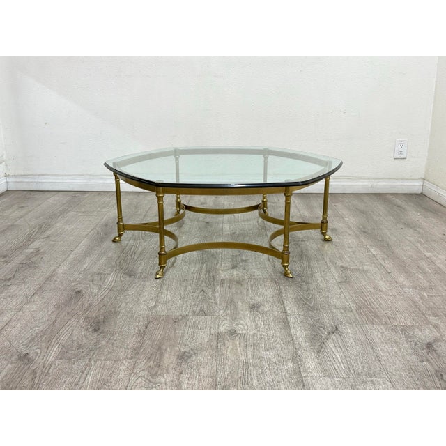 Brass Hollywood Regency Coffee Table For Sale - Image 8 of 9