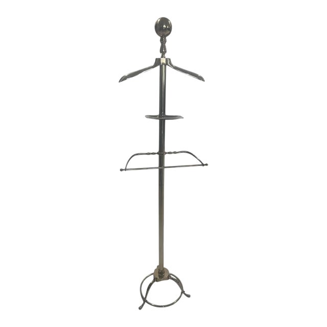 Vintage Brass Clothing Valet Butlers Rack Dressing Stand Coat Hat Suit Hanger For Sale