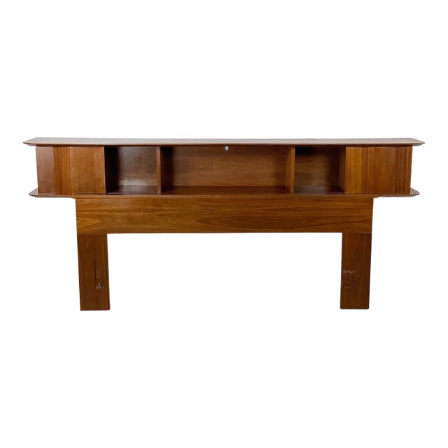 Mid-Century Modern Walnut Storage Headboard For Sale