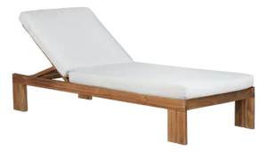 Paradiso Outdoor Teak Chaise - Light Gray Fabric