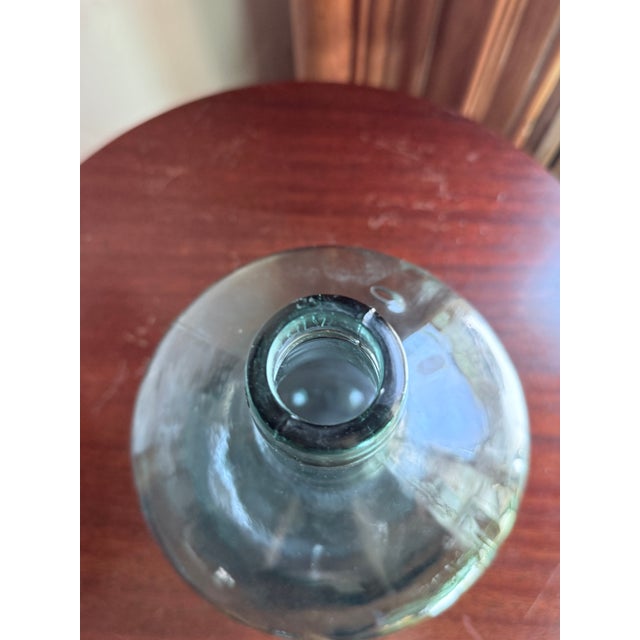 Mid 20th Century Spanish Viresa Green Glass Demijohn Bottle Olive Oil/Wine Vessel For Sale - Image 4 of 10