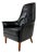 Mid-Century Scandinavian Modern Black Leather High-Back Lounge Chair For Sale
