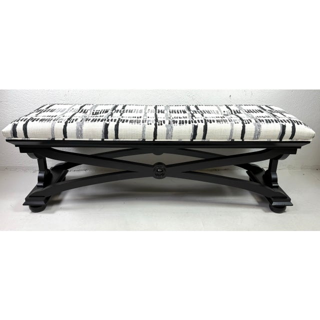 Mid-Century Vintage Empire Inspired Newly Upholstered Bench For Sale In Philadelphia - Image 6 of 12