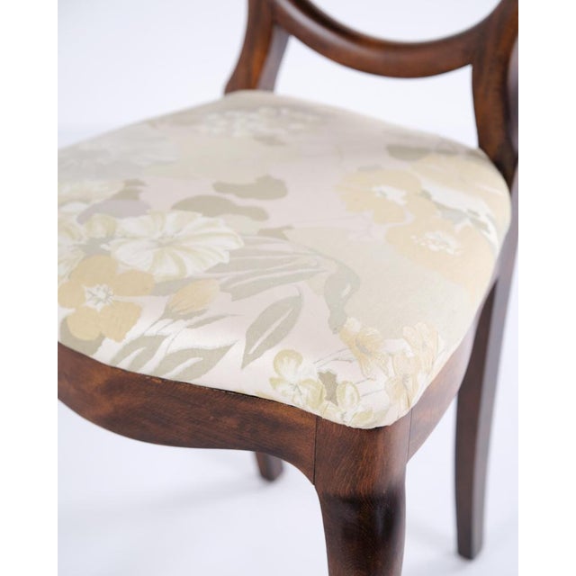Rococo Style Salon Dining Chairs in Mahogany and Light Floral Fabric, Set of 4 For Sale - Image 11 of 15