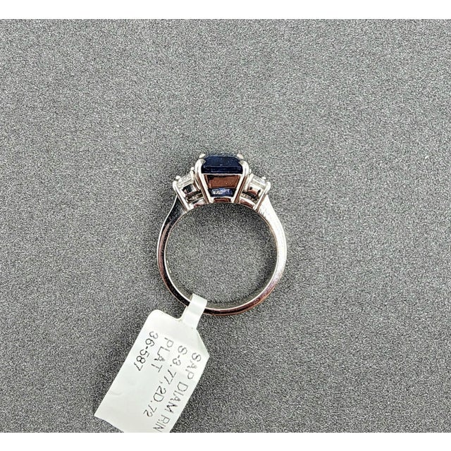 3.77 Ct Natural Sapphire & Diamond Ring Size 6.5 For Sale - Image 9 of 9