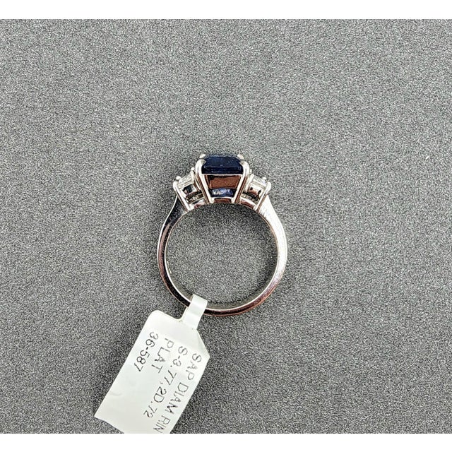 4.49 Ct Natural Sapphire & Diamond Ring Size 6.5 For Sale - Image 9 of 9