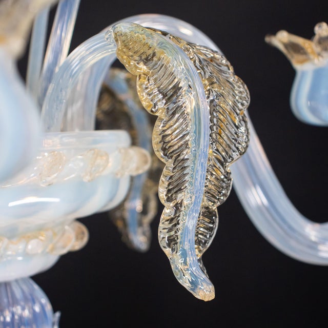 Vintage La Murrina Ca’ Rezzonico–Style Gold‑Infused Opaline Murano Chandelier For Sale - Image 18 of 18