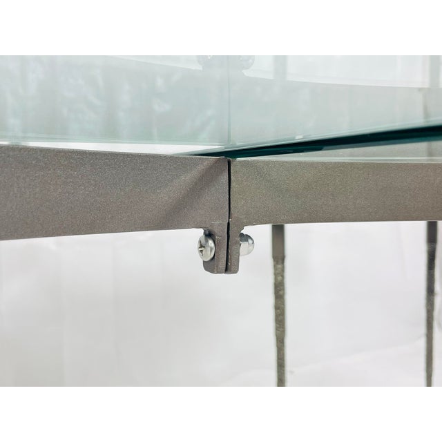 Architectural Glass Dining Table With Sculptural Metal Base, Usa, 1970s For Sale - Image 13 of 18