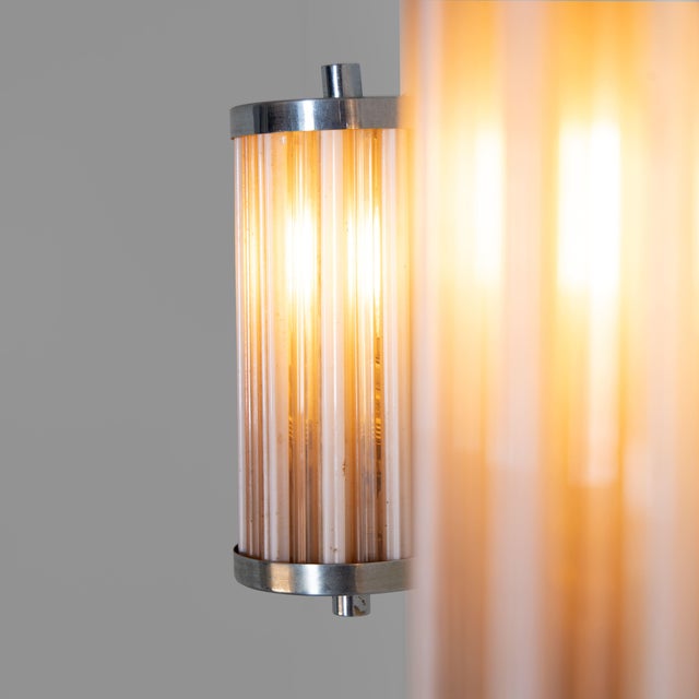 Functionalist Sconce with Glass Rods, 1930s, Set of 2 For Sale - Image 4 of 9