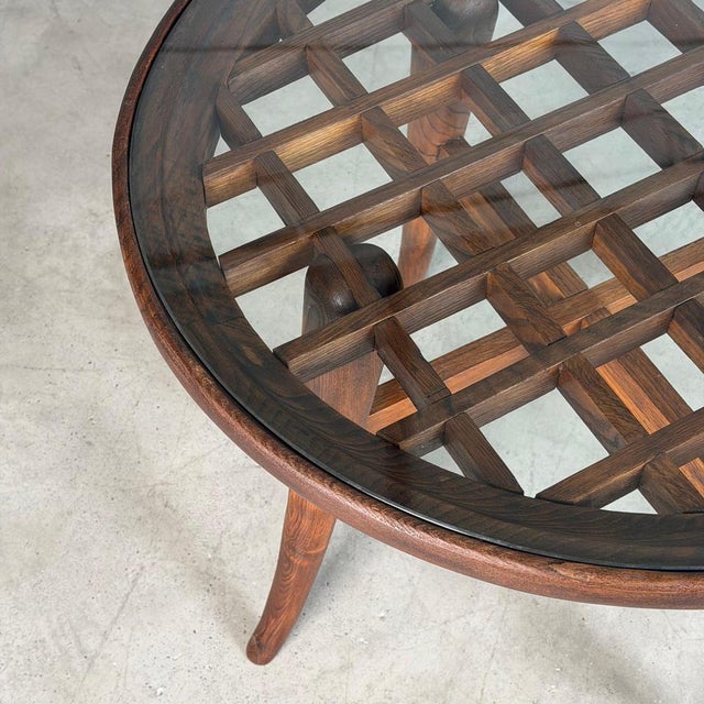 Raised Coffee Table in Chestnut and Glass attributed to Mario Quarti, 1940s For Sale - Image 9 of 18