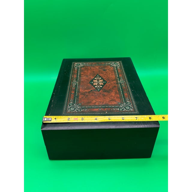 Antique Victorian Writing Slope Lap Desk Portable Box Velvet Interior W/ Key For Sale - Image 11 of 12