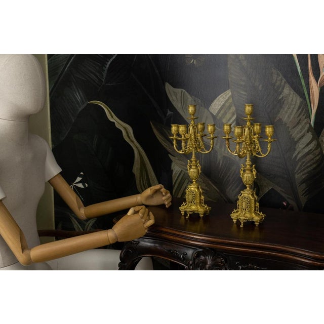 French Neoclassical Bronze Candelabras, 1920s, Set of 2 For Sale - Image 6 of 18