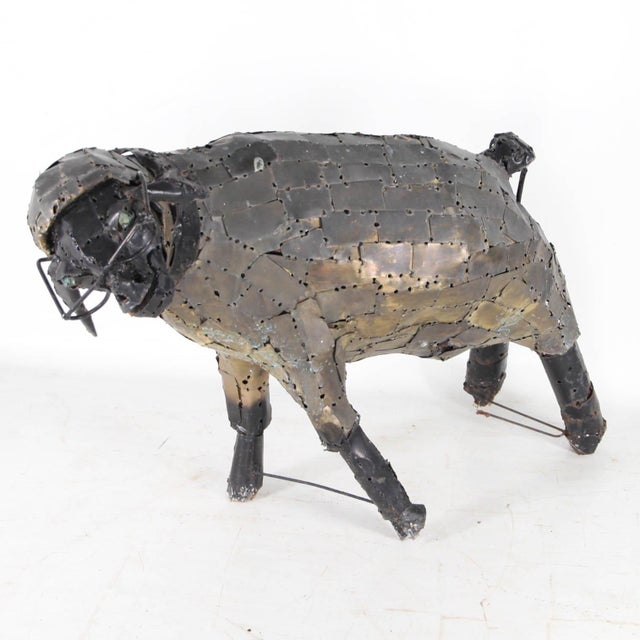 François Melin, Sheep Sculpture, 1970s, Brass For Sale - Image 4 of 14