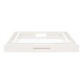 Saint Tropez Square Tray Set of 2 - Chalk For Sale