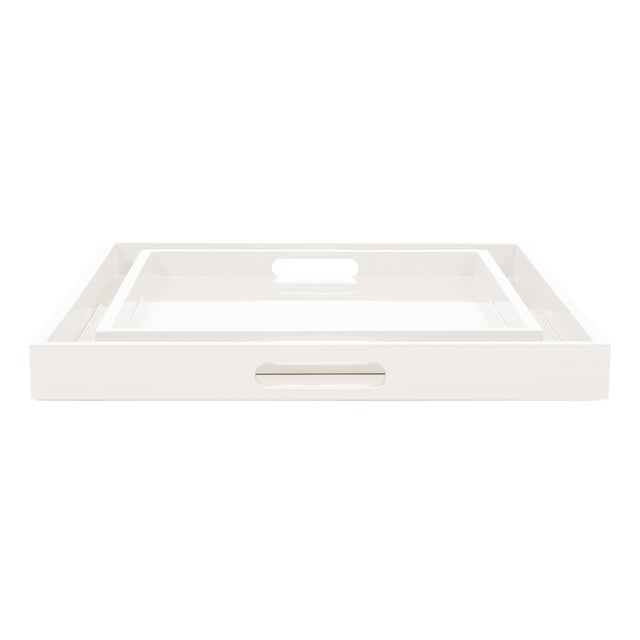 Saint Tropez Square Tray Set of 2 - Chalk For Sale