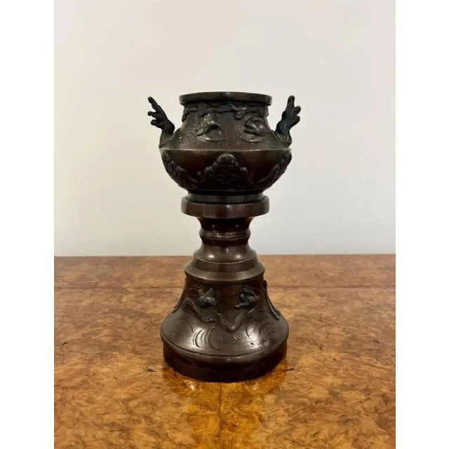 Mid 19th Century Antique Victorian Bronze Japanese Vases, 1860, Set of 2 For Sale - Image 5 of 6