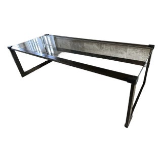 Evan Lewis Custom Steel and Glass Coffee Table For Sale