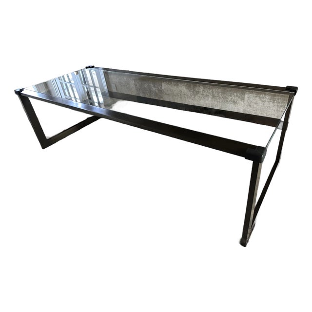Evan Lewis Custom Steel and Glass Coffee Table For Sale