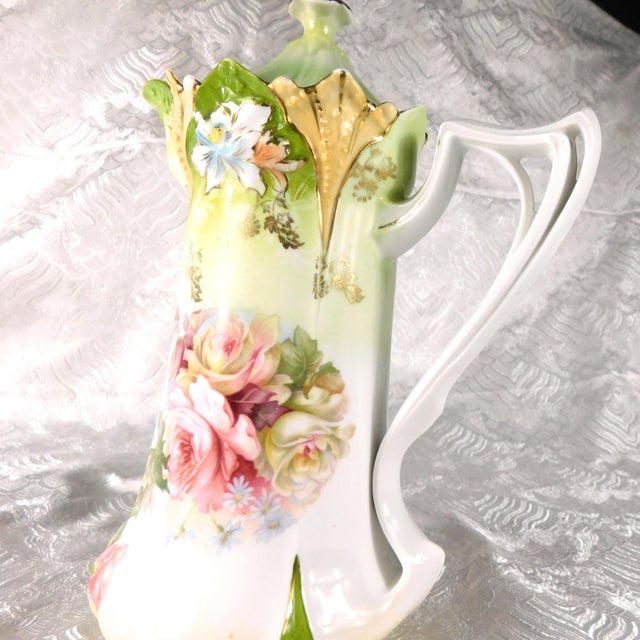 Ceramic Late 18th Century Unmarked Floral Chocolate Pot With Dimensional Flower Details For Sale - Image 7 of 13