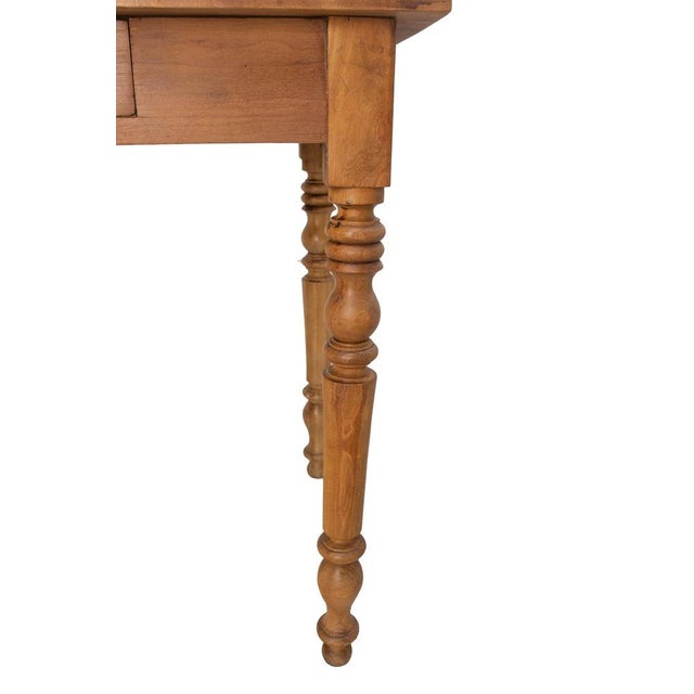 1900 - 1909 French Turned Elm Side or Writing Table, 1900 For Sale - Image 5 of 11