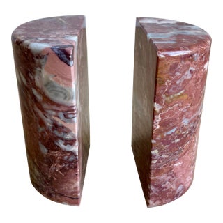 Vintage Italian Modern Brecciated Rosso Marble Bookends – Pair For Sale