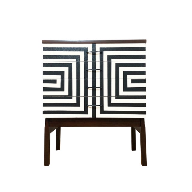 Polish Chest of Drawers with Op Art Motif, 1970s For Sale - Image 11 of 11