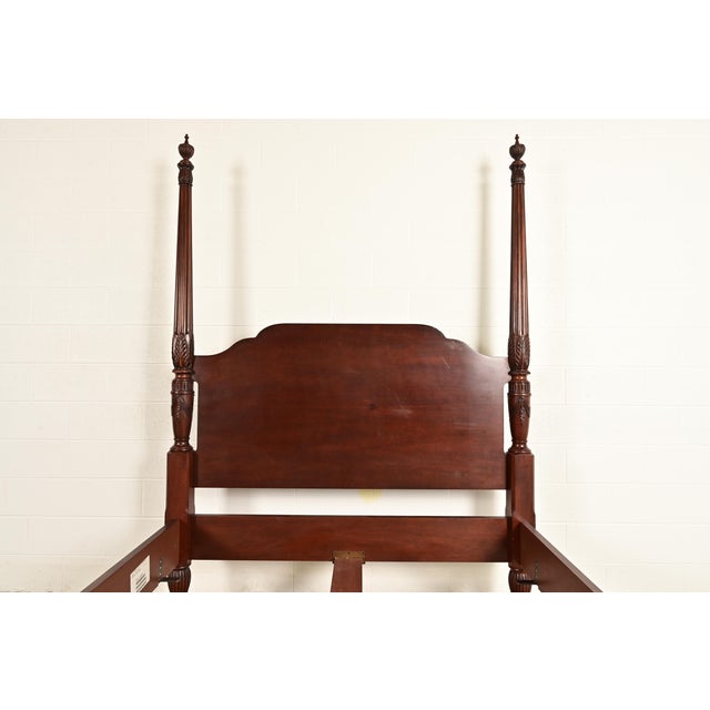 Baker Furniture Historic Charleston Georgian Carved Mahogany Queen Size Poster Bed For Sale In South Bend - Image 6 of 10