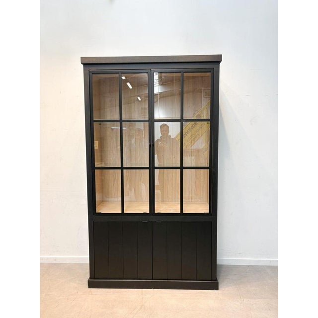 Black Display Cabinet with Glass Doors For Sale - Image 4 of 4