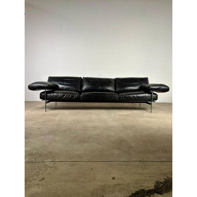 First Series Diesis Sofa in Black Leather by Antonio Citterio for B&B Italia, 1979 For Sale - Image 9 of 12