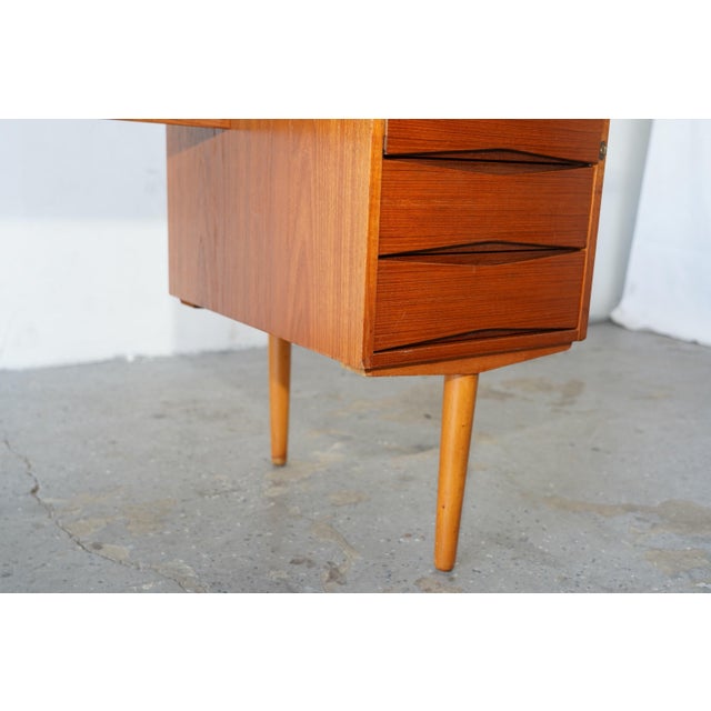Danish Modern Teak Double-Pedestal Desk in the Style of Arne Vodder For Sale - Image 11 of 17