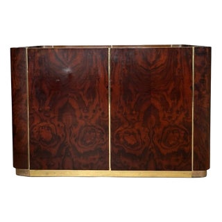 Dry Bar in Walnut Root and Brass with Mirrored Top, Italy, 1970 For Sale
