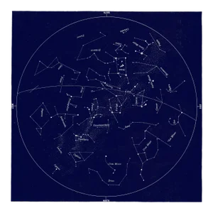 Square Vintage Minimal Star Map With Constellations - Navy Blue