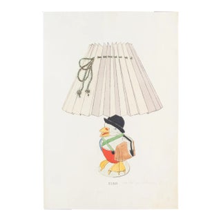 Unknown - Lamp and Decoration - Original ink and Watercolor - Late 19th Century For Sale